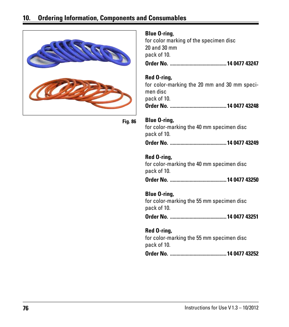 Ordering information, components and consumables | Leica Biosystems CM1520 User Manual | Page 76 / 92