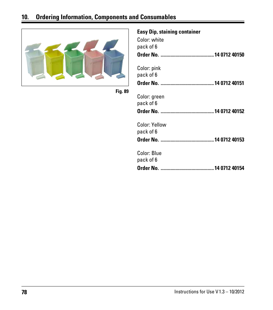 Ordering information, components and consumables | Leica Biosystems CM1520 User Manual | Page 78 / 92