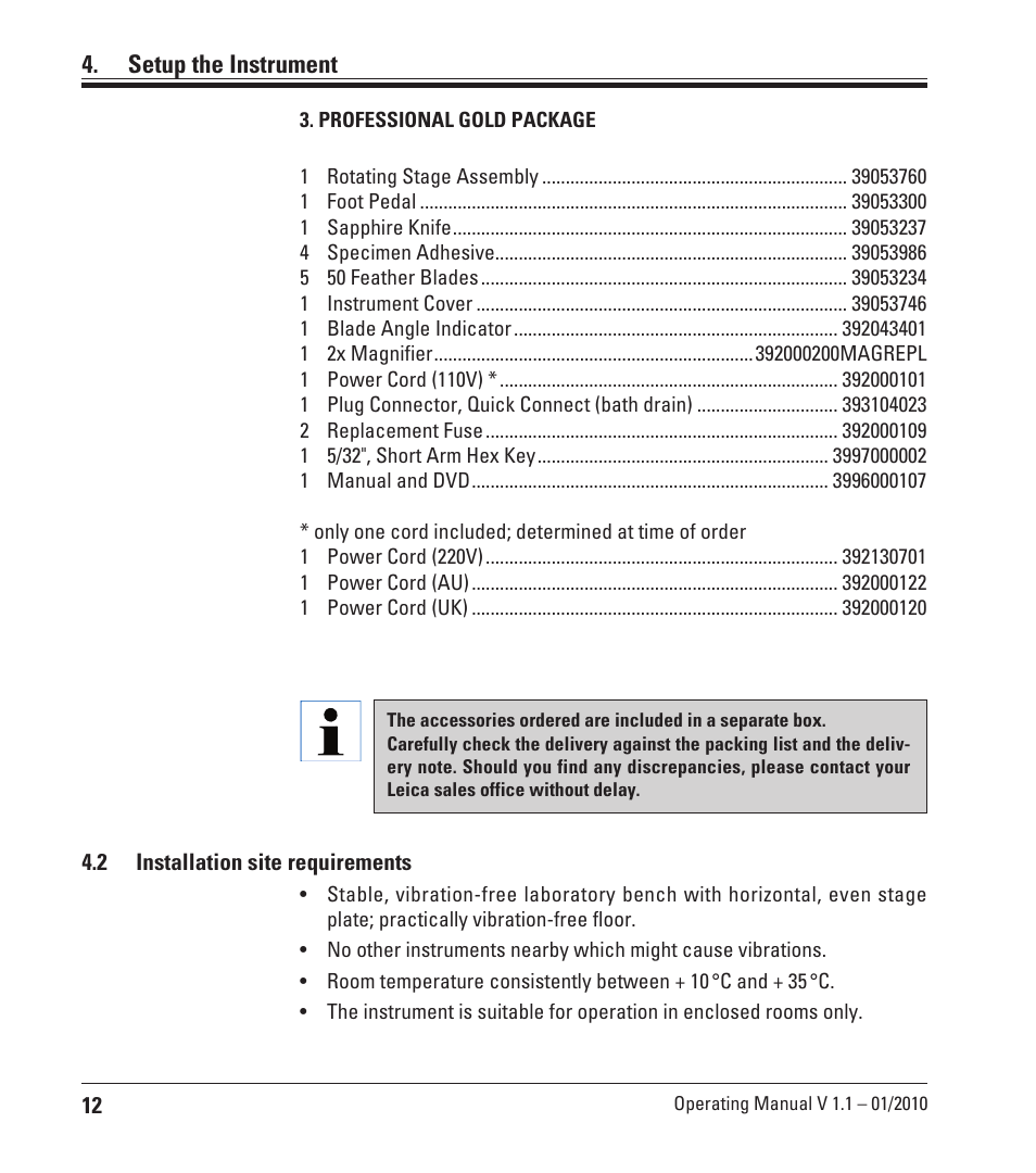 Setup the instrument | Leica Biosystems VT1000 A User Manual | Page 12 / 49