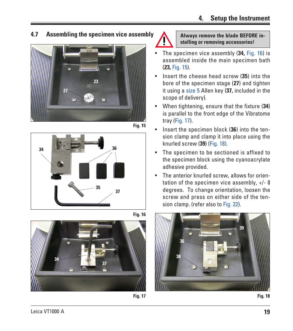 Setup the instrument | Leica Biosystems VT1000 A User Manual | Page 19 / 49