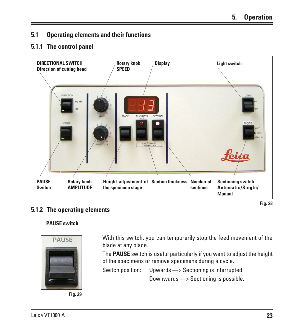 Operation | Leica Biosystems VT1000 A User Manual | Page 23 / 49