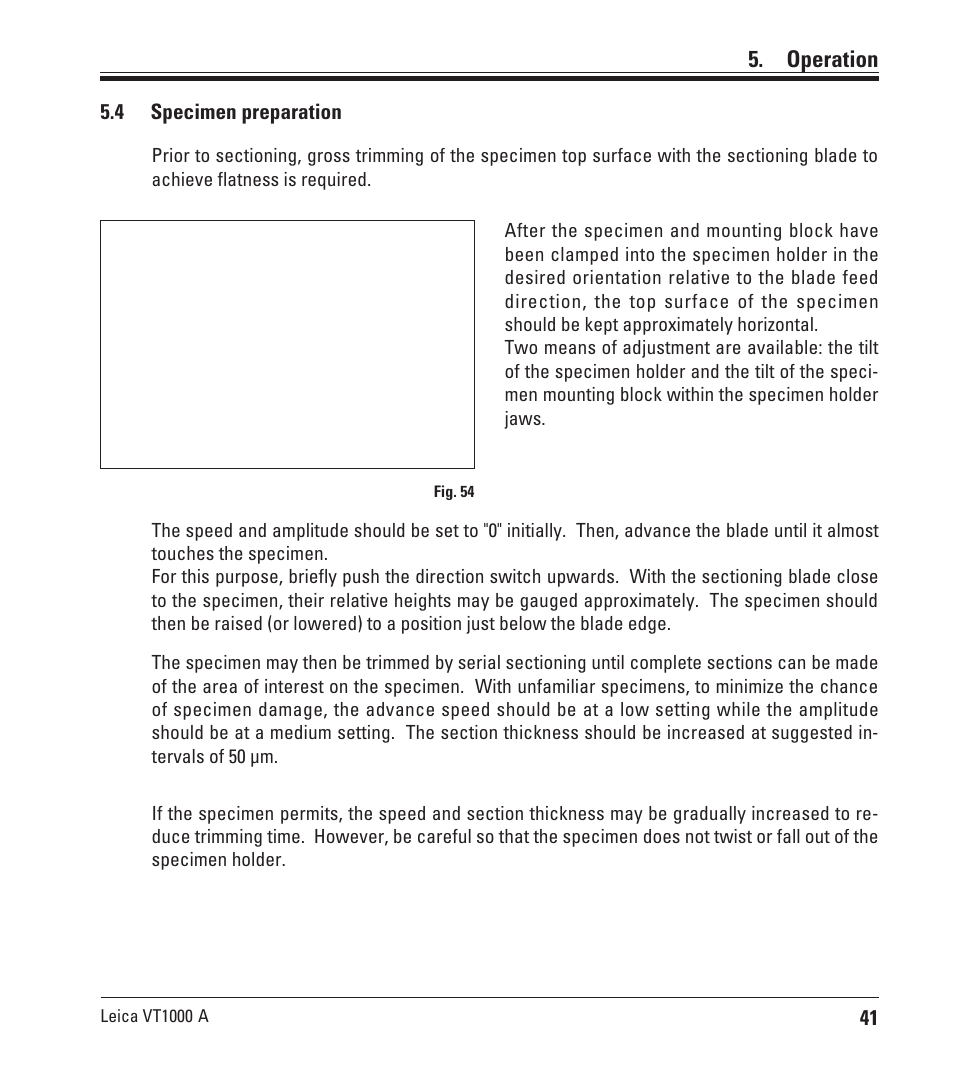 Operation | Leica Biosystems VT1000 A User Manual | Page 41 / 49