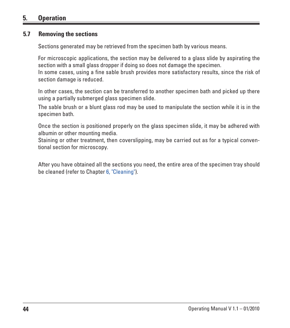 Operation | Leica Biosystems VT1000 A User Manual | Page 44 / 49