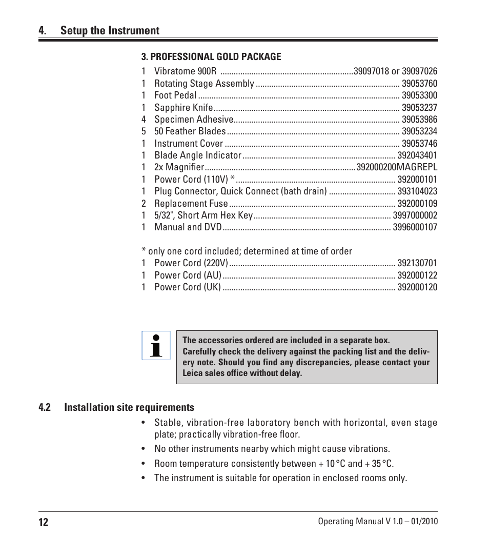 Setup the instrument | Leica Biosystems VT1000 P User Manual | Page 12 / 48
