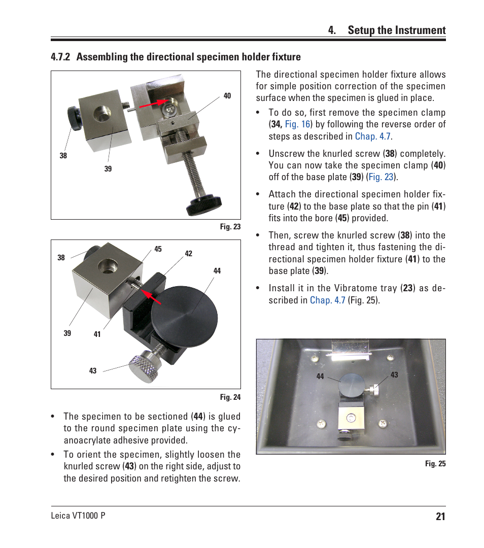 Setup the instrument | Leica Biosystems VT1000 P User Manual | Page 21 / 48