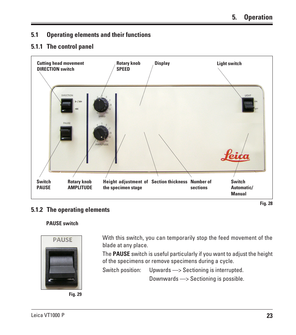 Operation | Leica Biosystems VT1000 P User Manual | Page 23 / 48