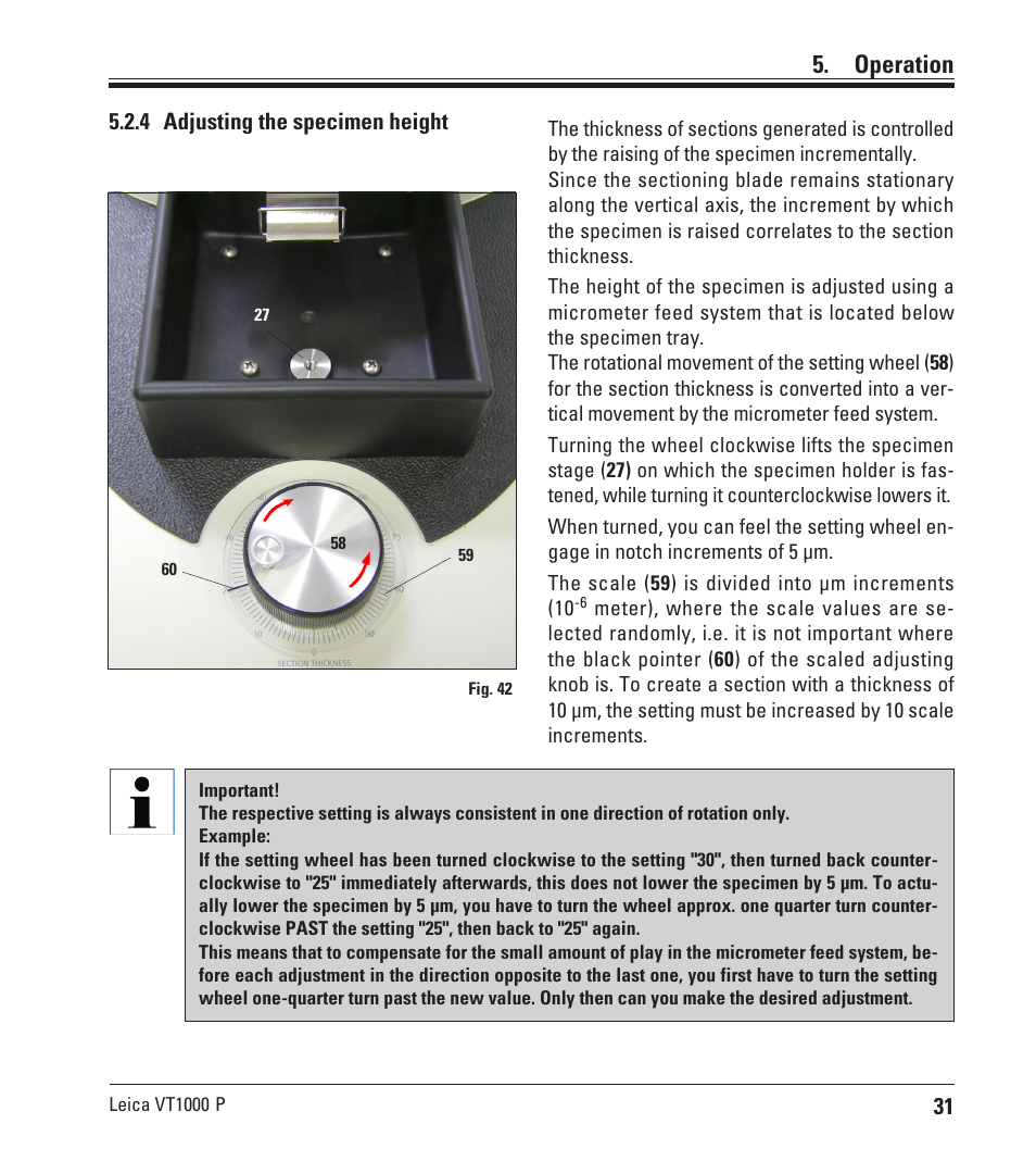 Operation | Leica Biosystems VT1000 P User Manual | Page 31 / 48