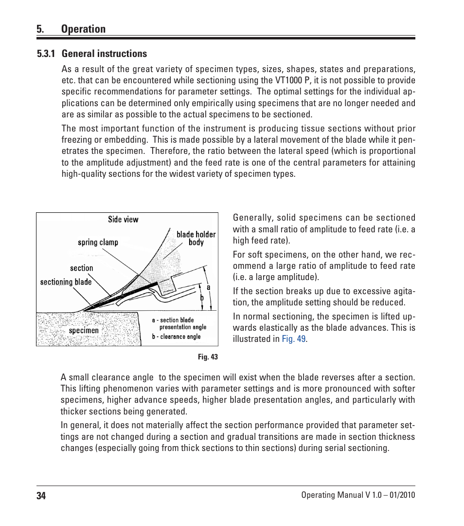 Operation | Leica Biosystems VT1000 P User Manual | Page 34 / 48