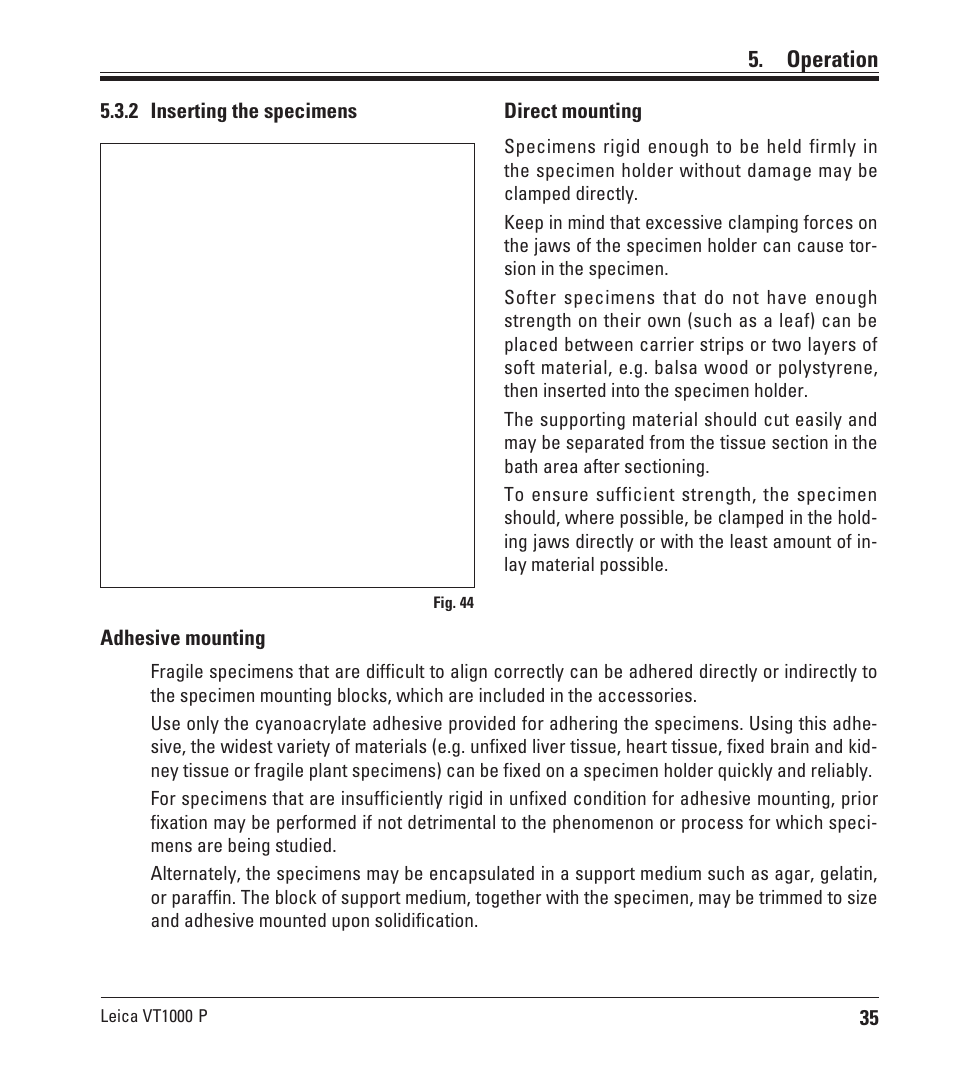 Operation | Leica Biosystems VT1000 P User Manual | Page 35 / 48