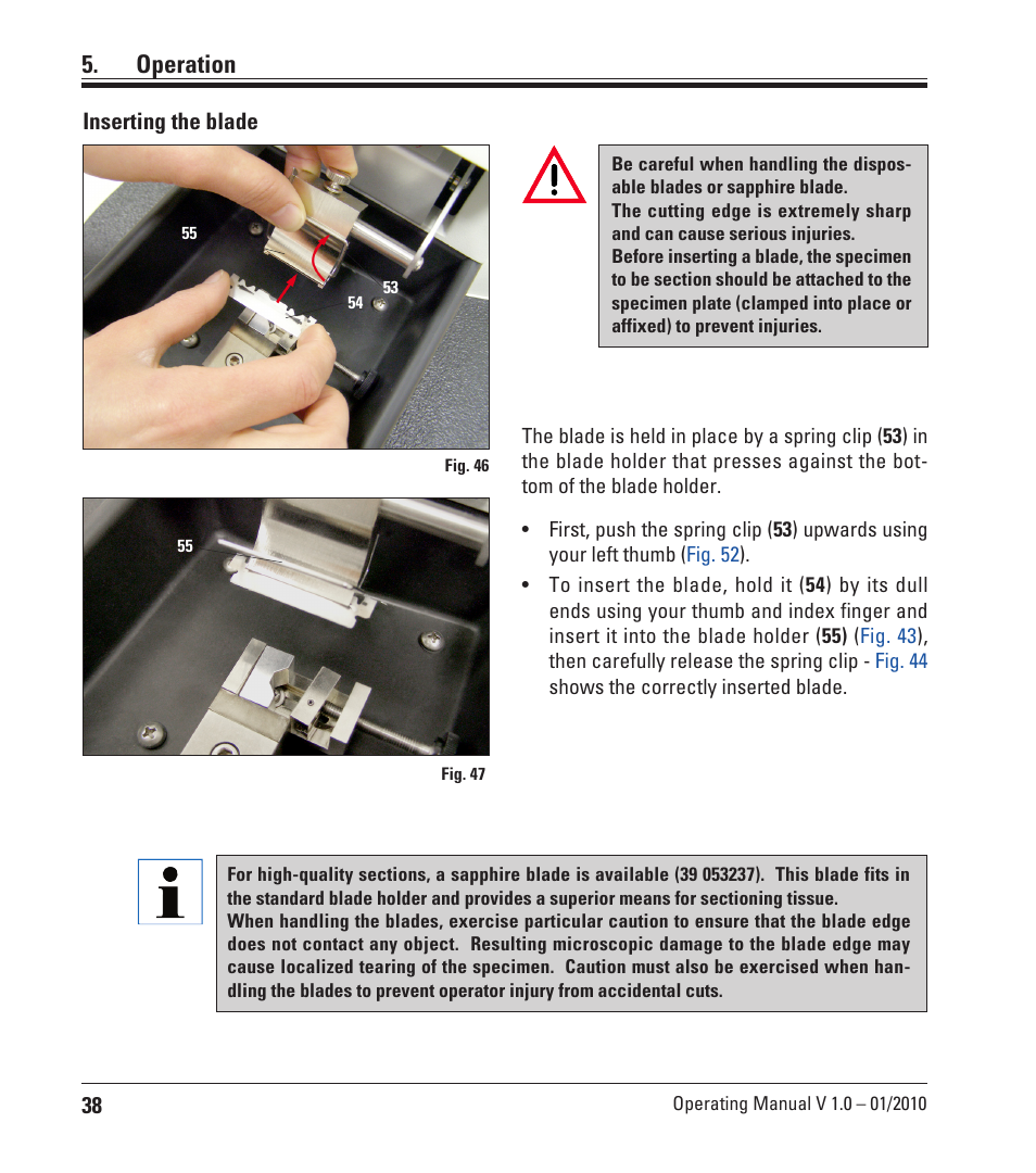 Operation | Leica Biosystems VT1000 P User Manual | Page 38 / 48