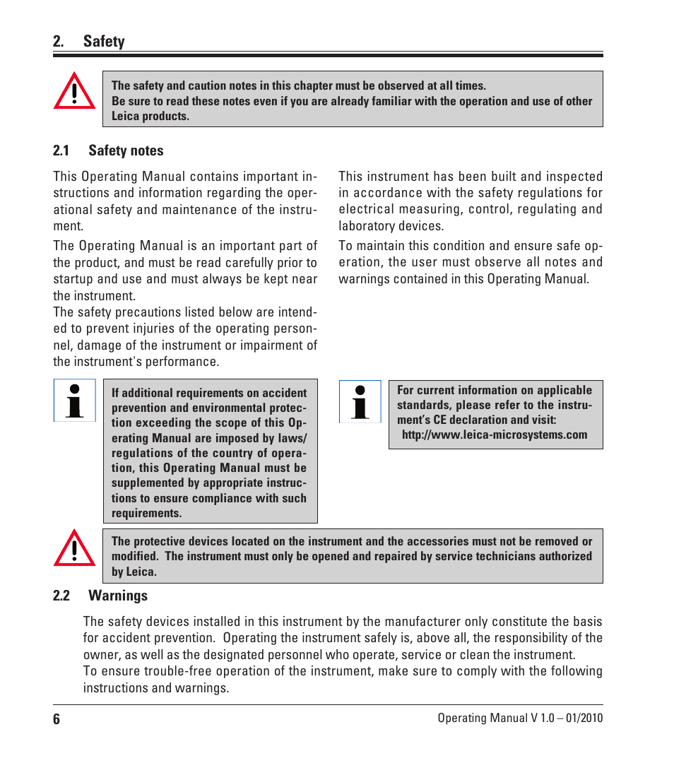 Safety | Leica Biosystems VT1000 P User Manual | Page 6 / 48