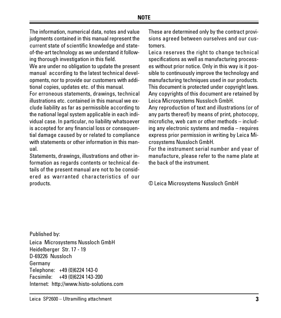 Leica Biosystems SP2600 User Manual | Page 3 / 51