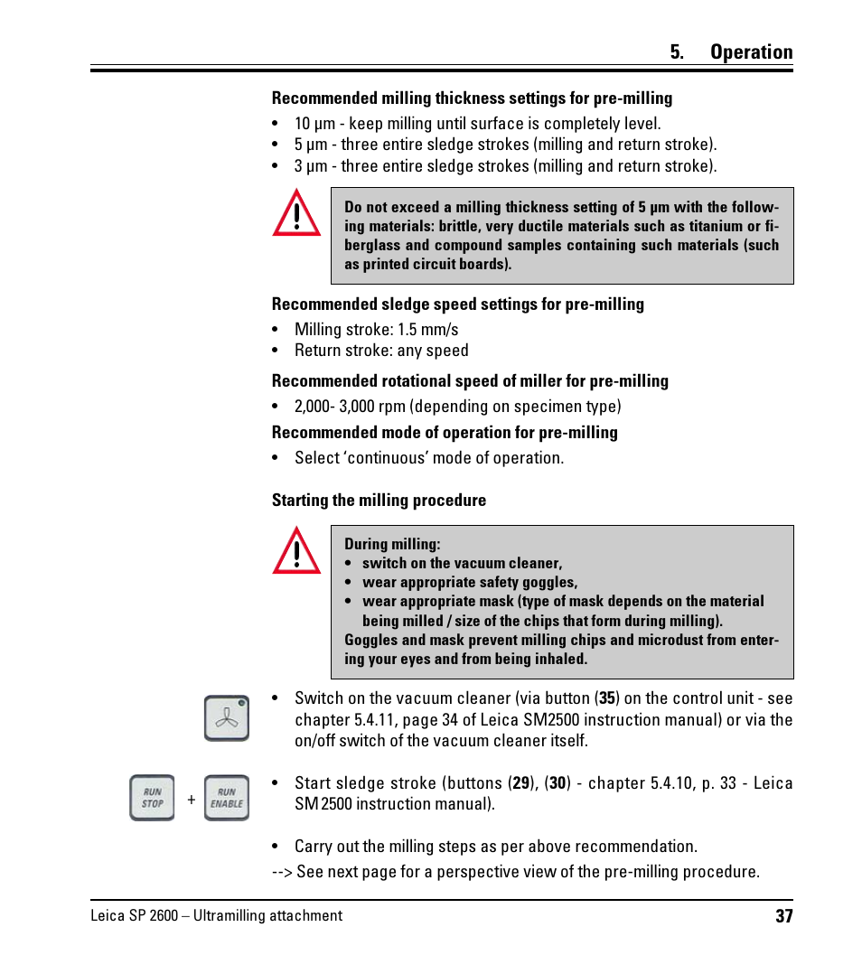 Operation | Leica Biosystems SP2600 User Manual | Page 37 / 51