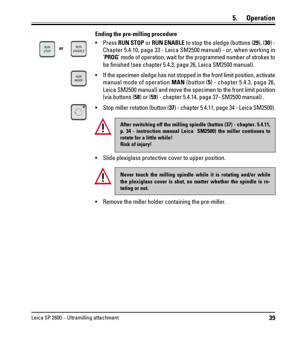 Operation | Leica Biosystems SP2600 User Manual | Page 39 / 51