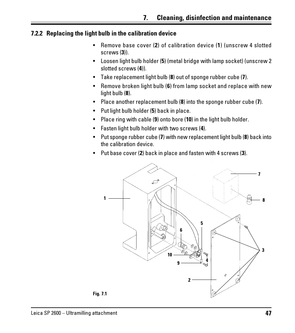 Cleaning, disinfection and maintenance | Leica Biosystems SP2600 User Manual | Page 47 / 51