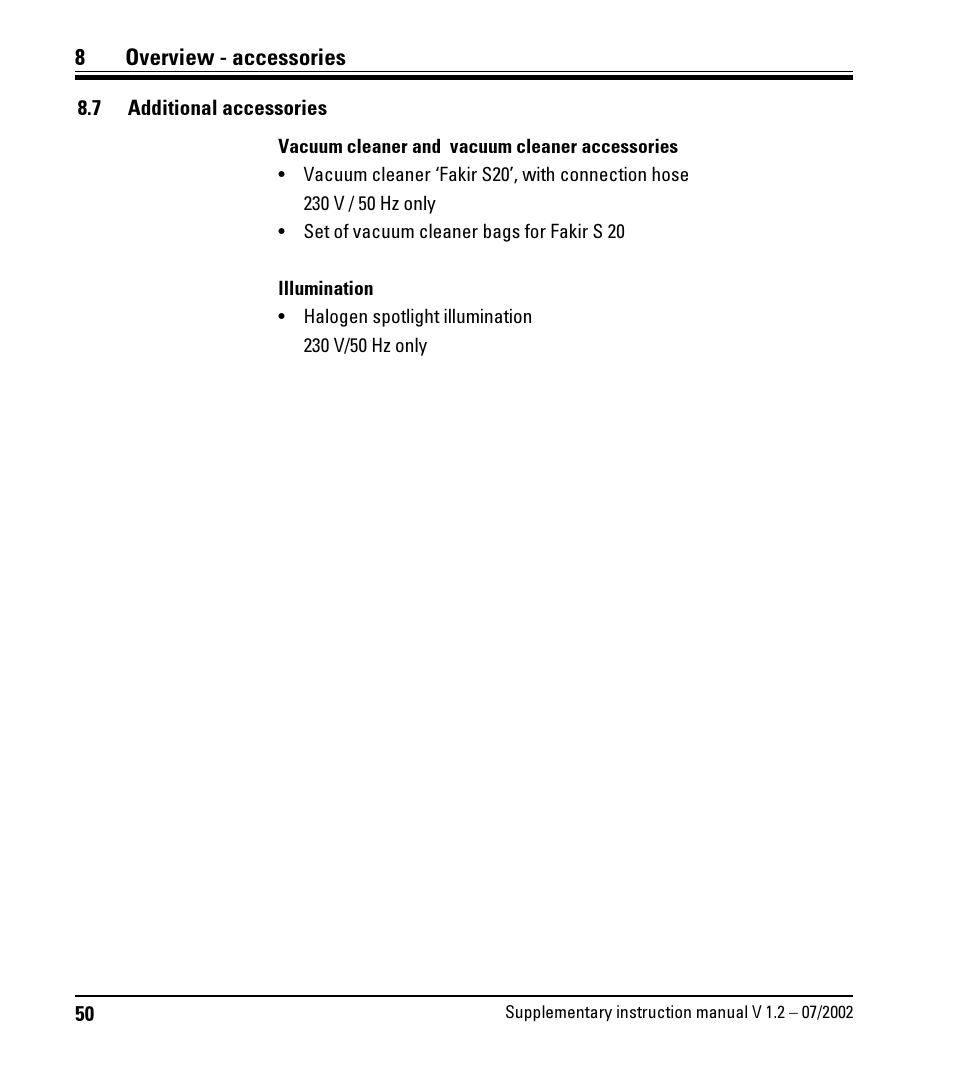 7 additional accessories, Additional accessories | Leica Biosystems SP2600 User Manual | Page 50 / 51