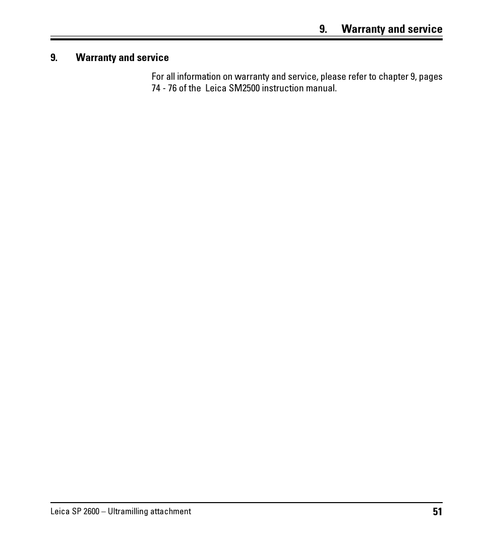 Warranty and service | Leica Biosystems SP2600 User Manual | Page 51 / 51