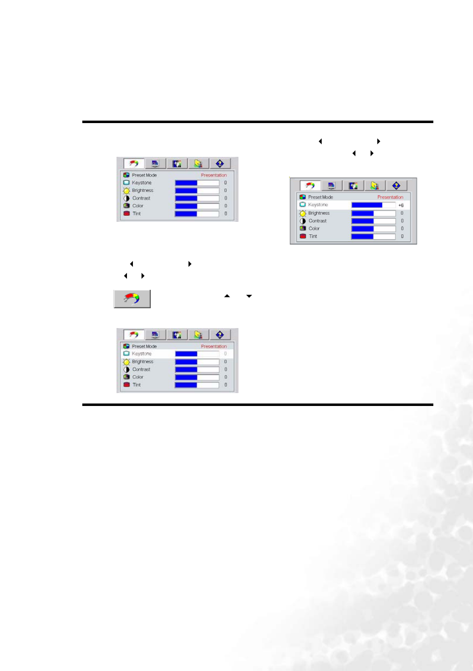 Using the menus | BenQ PB2240 User Manual | Page 27 / 46