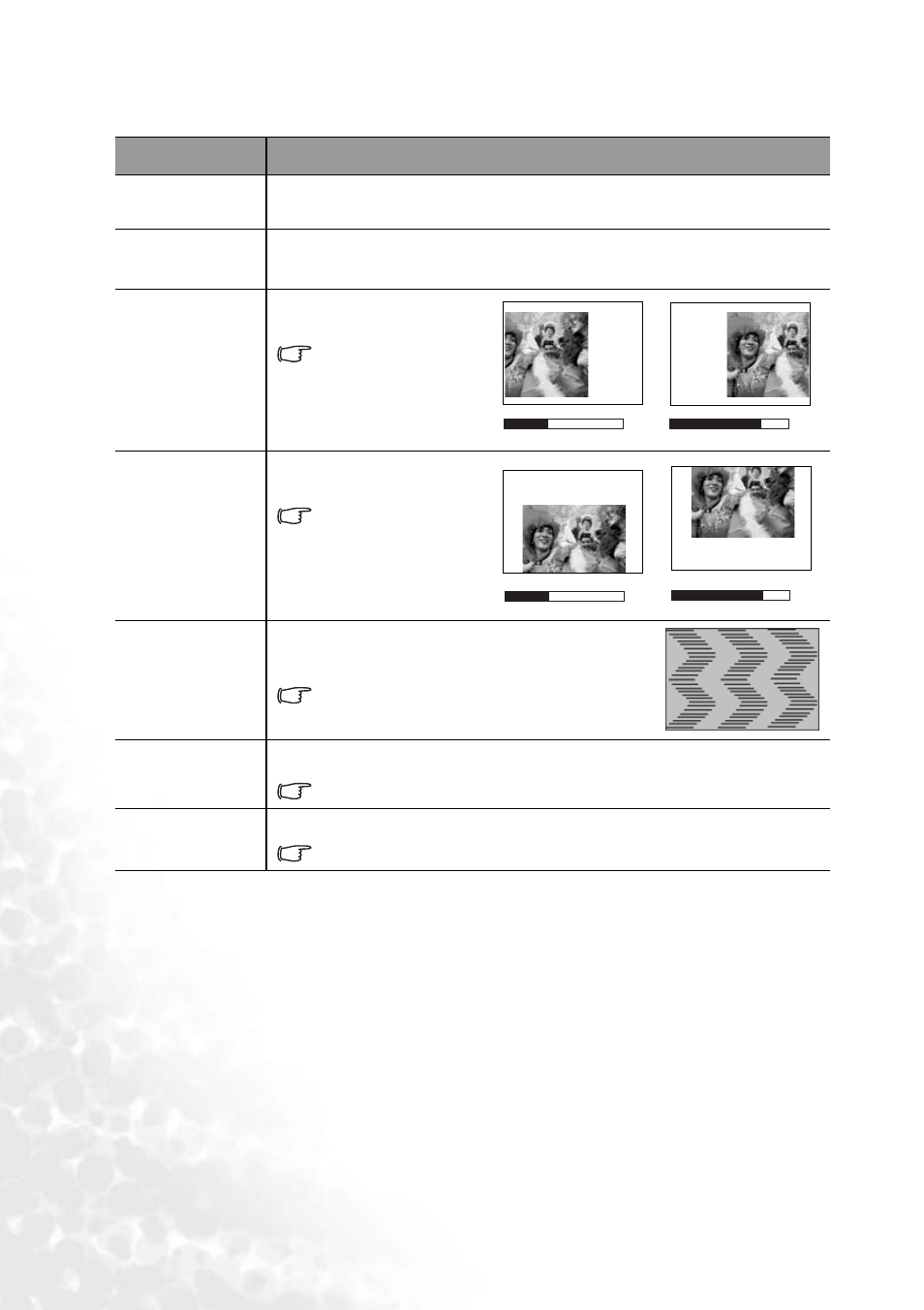 Pro-picture menu, Auto resize, Aspect ratio | H position, V position, Phase, H size, Sharpness | BenQ PB2240 User Manual | Page 30 / 46