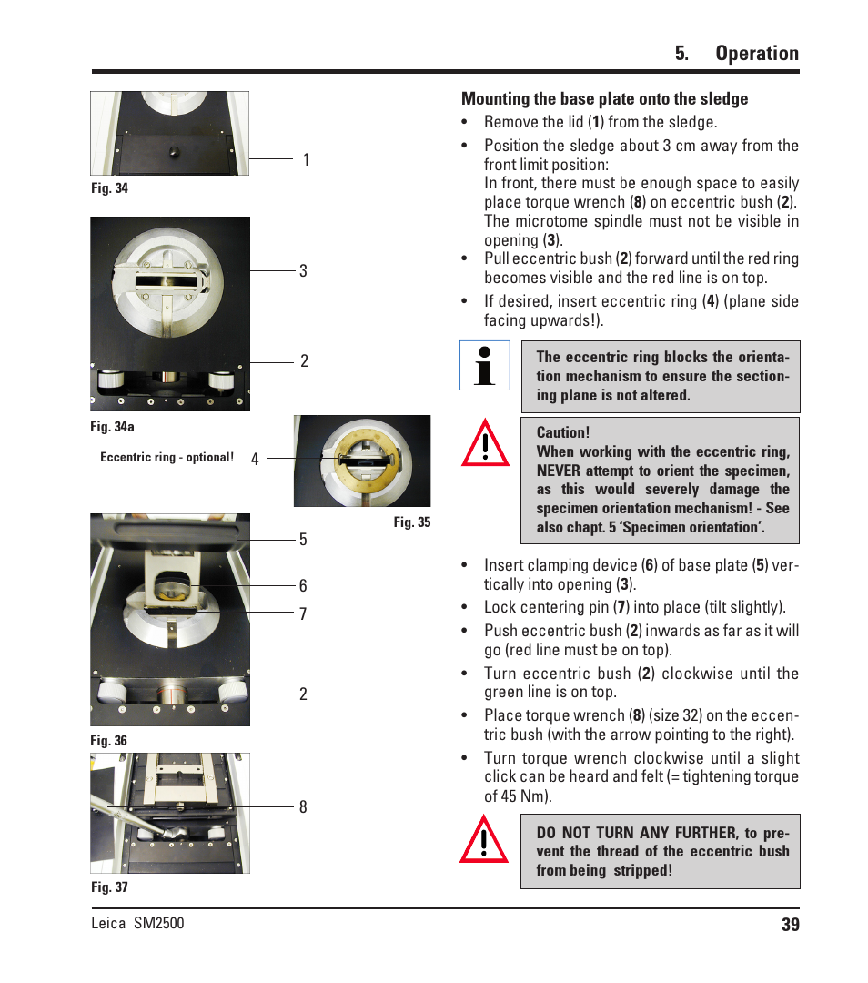 Operation | Leica Biosystems SM2500 User Manual | Page 39 / 76