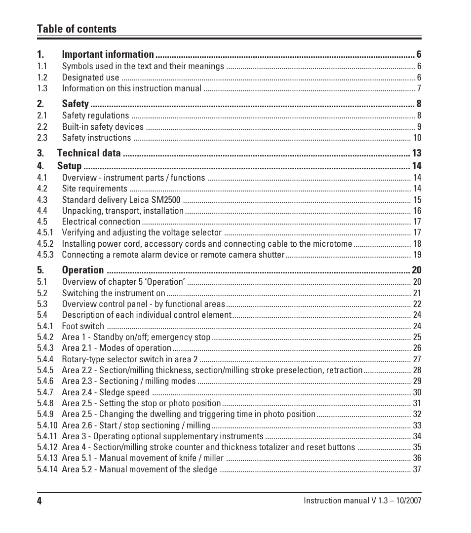 Leica Biosystems SM2500 User Manual | Page 4 / 76