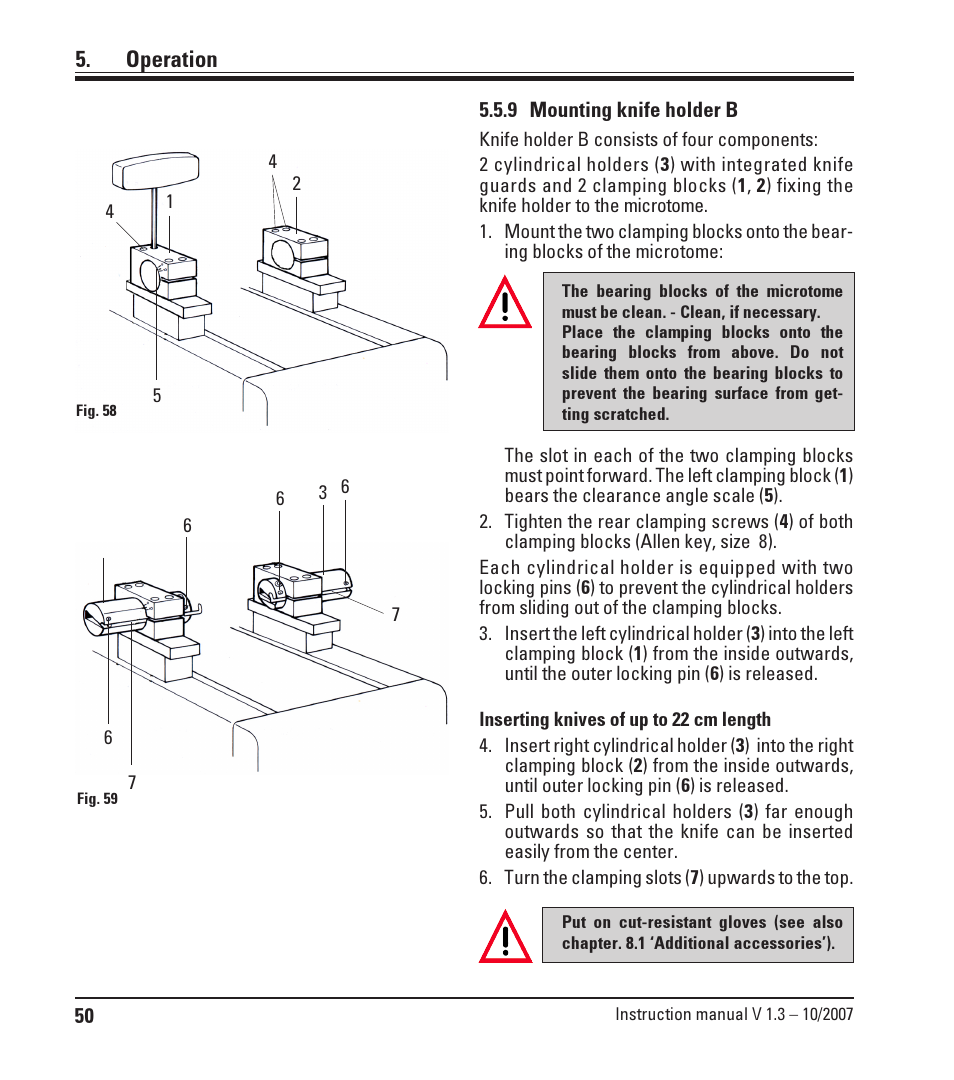 9 mounting knife holder b, Mounting knife holder b, Operation | Leica Biosystems SM2500 User Manual | Page 50 / 76