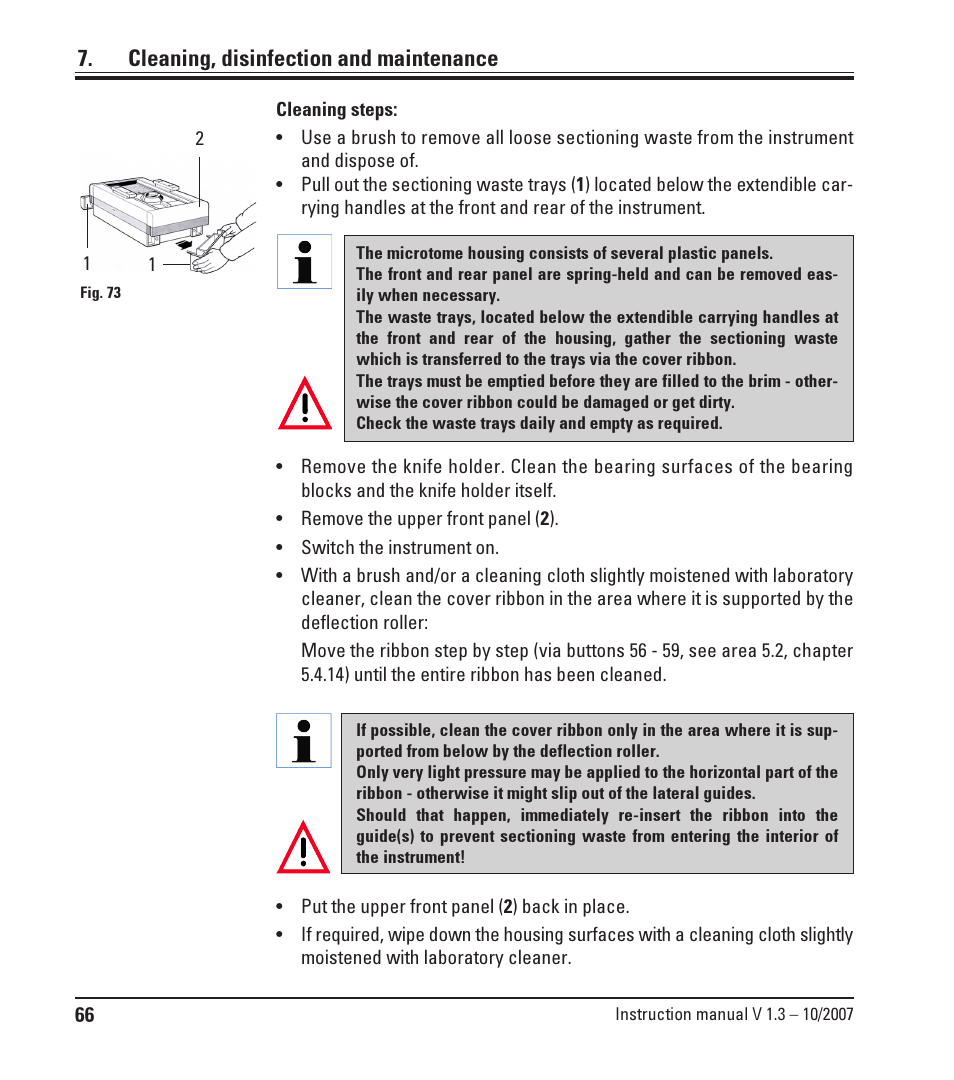 Cleaning, disinfection and maintenance | Leica Biosystems SM2500 User Manual | Page 66 / 76