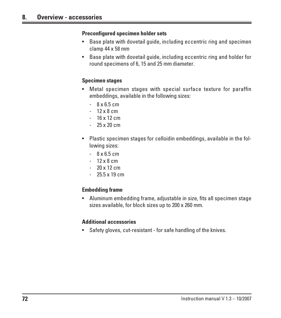 Overview - accessories | Leica Biosystems SM2500 User Manual | Page 72 / 76