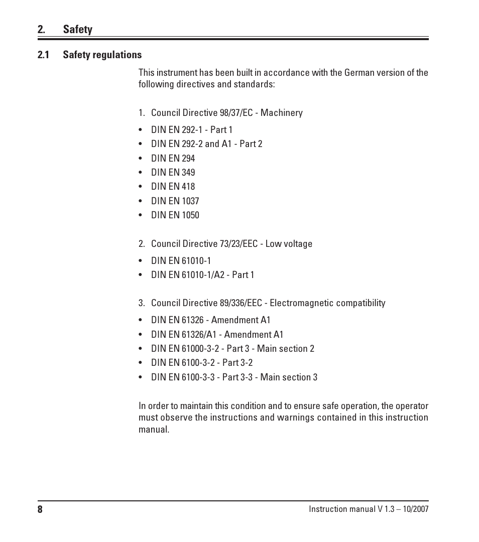 Safety, 1 safety regulations, Safety regulations | Leica Biosystems SM2500 User Manual | Page 8 / 76