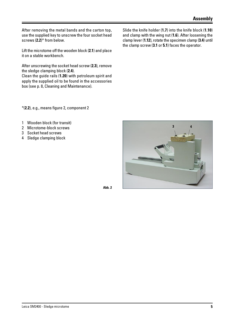 Assembly | Leica Biosystems SM2400 User Manual | Page 5 / 8
