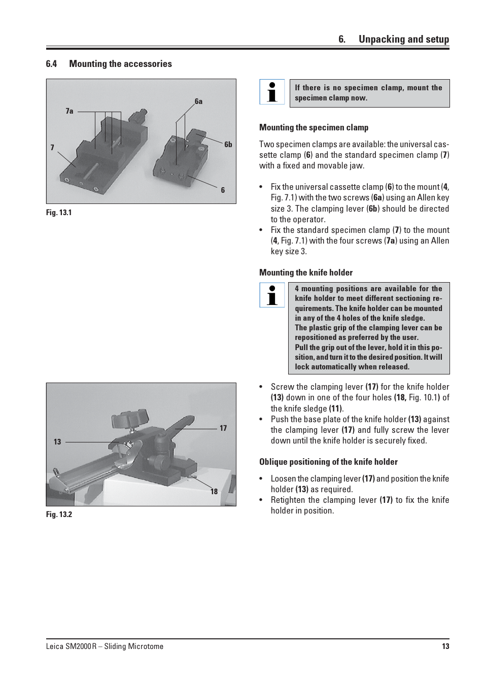 4 mounting the accessories, Mounting the accessories | Leica Biosystems SM2000R User Manual | Page 13 / 22