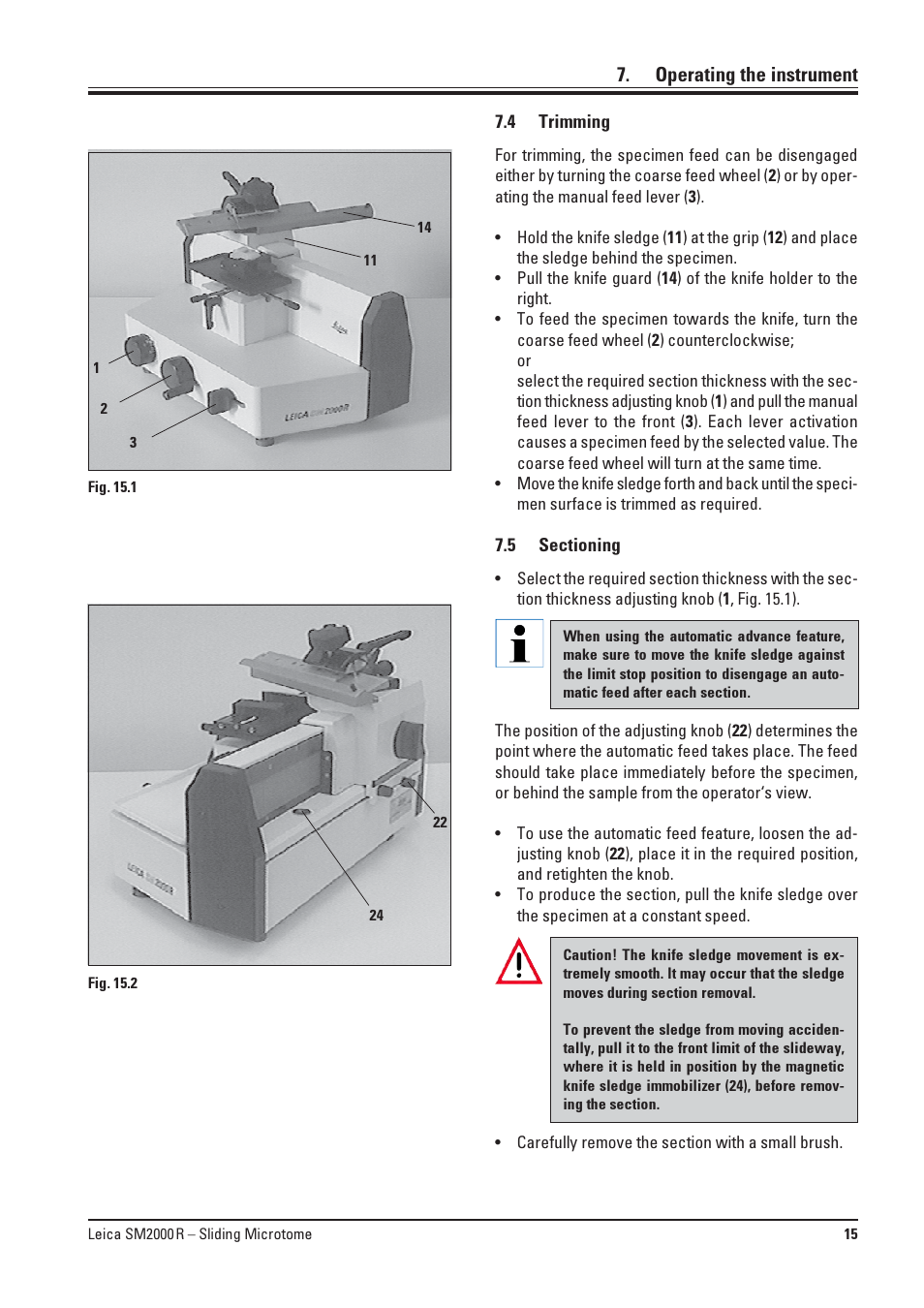 4 trimming, 5 sectioning, Trimming | Sectioning | Leica Biosystems SM2000R User Manual | Page 15 / 22