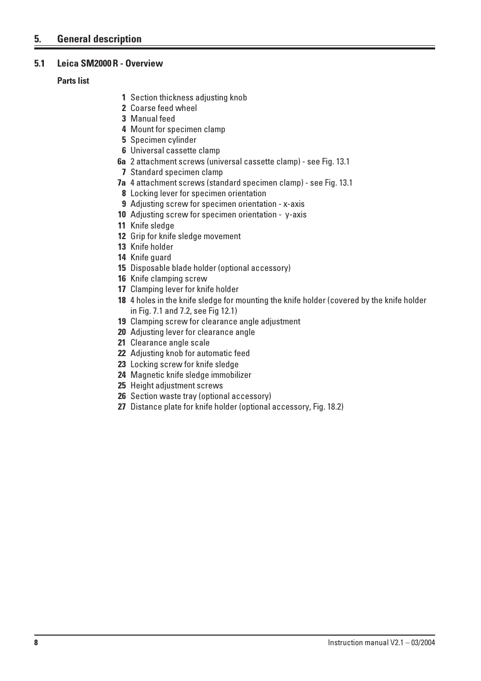 General description, 1 leica sm2000r - overview, Leica sm2000r - overview | Leica Biosystems SM2000R User Manual | Page 8 / 22