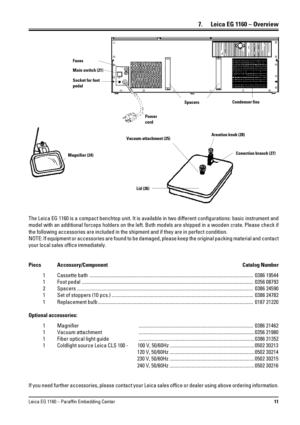 Leica eg 1160 – overview | Leica Biosystems EG1160 User Manual | Page 11 / 32