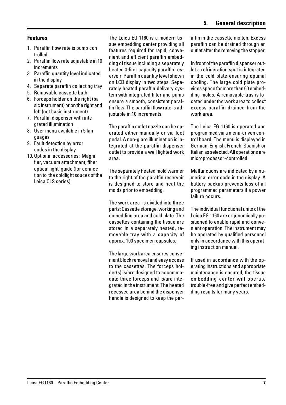 General description | Leica Biosystems EG1160 User Manual | Page 7 / 32