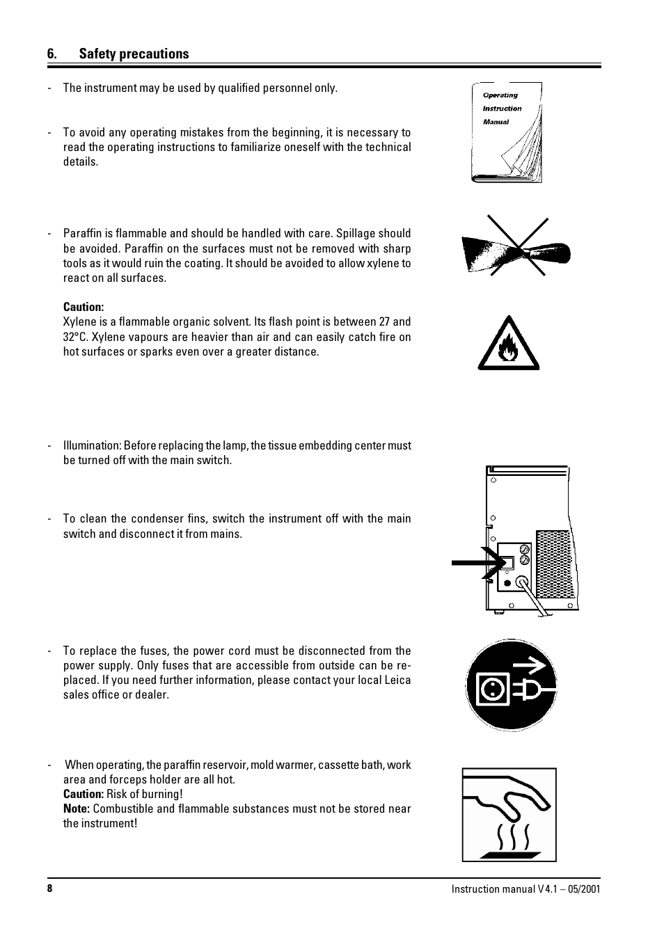 Safety precautions | Leica Biosystems EG1160 User Manual | Page 8 / 32