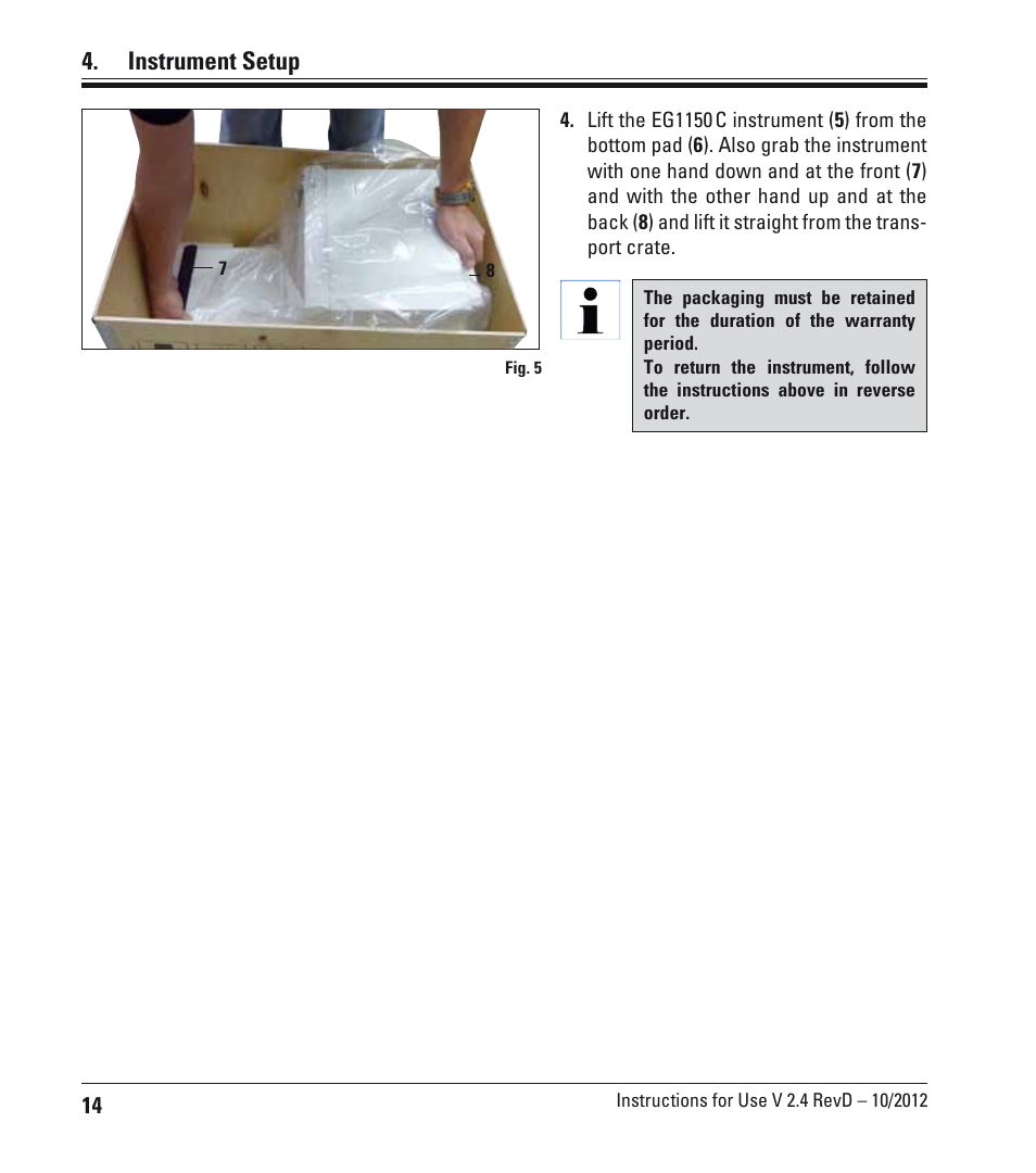 Instrument setup | Leica Biosystems EG1150 C User Manual | Page 14 / 20