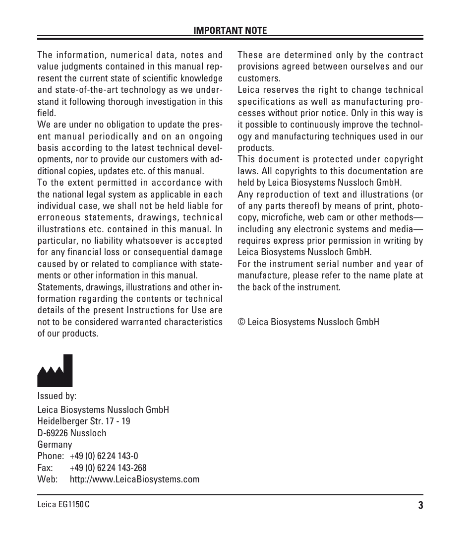 Leica Biosystems EG1150 C User Manual | Page 3 / 20