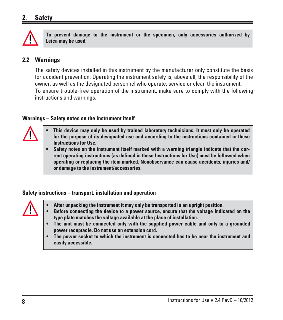 3 eingebaute sicherheitssysteme, Integrated safety devices, Safety | Leica Biosystems EG1150 C User Manual | Page 8 / 20