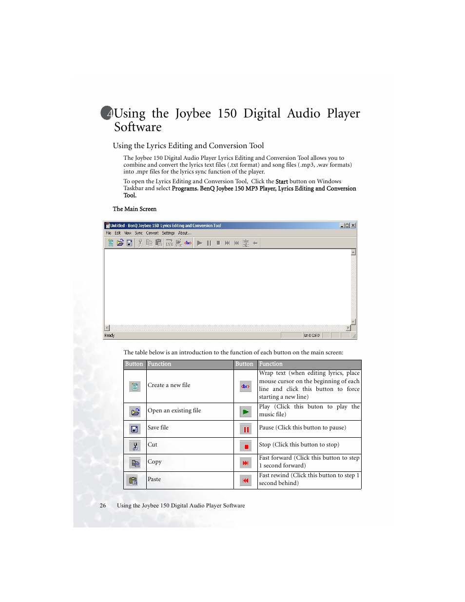 Using the joybee 150 digital audio player software | BenQ Joybee 150 User Manual | Page 30 / 48