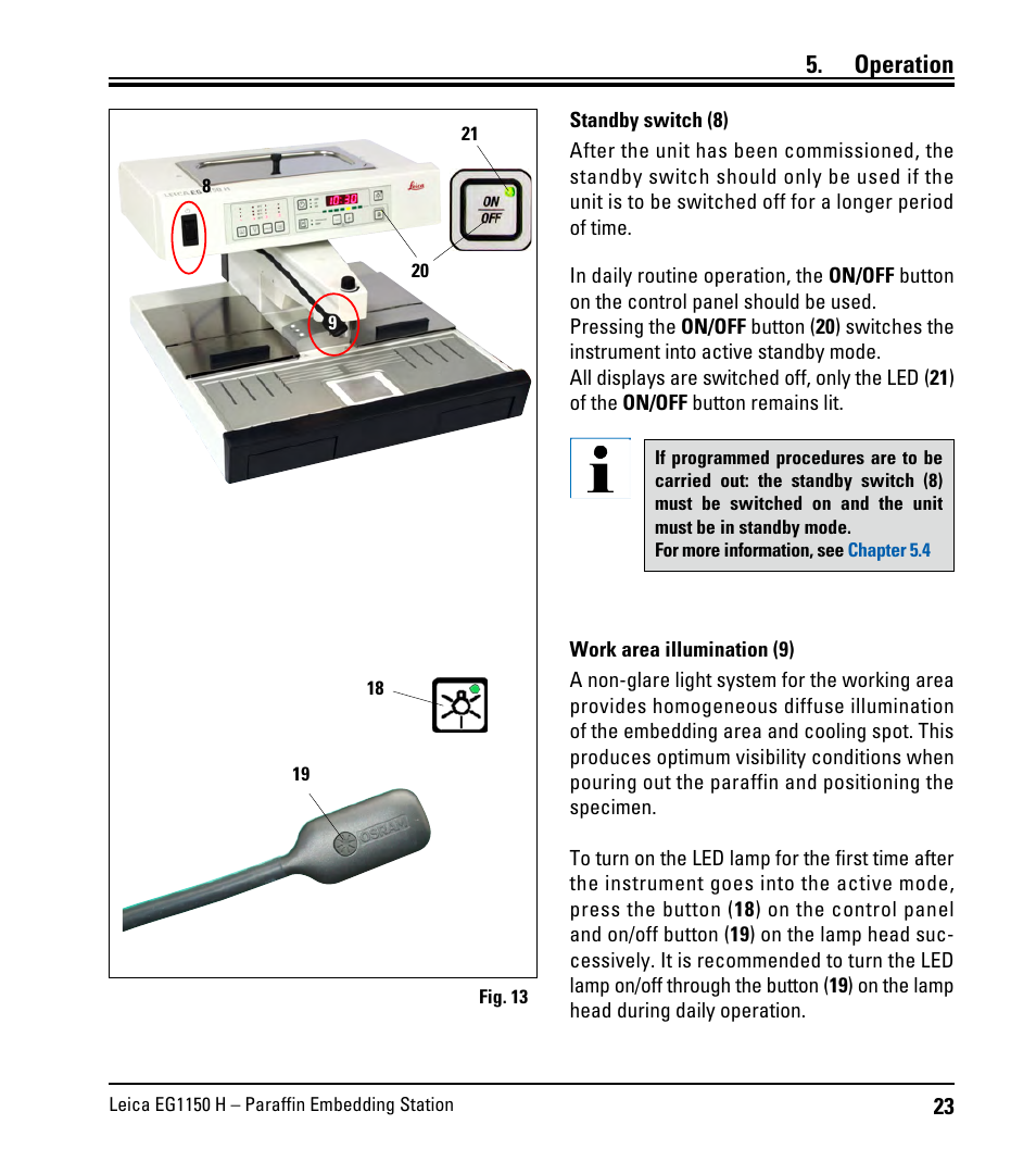 Operation | Leica Biosystems EG1150 H User Manual | Page 23 / 42