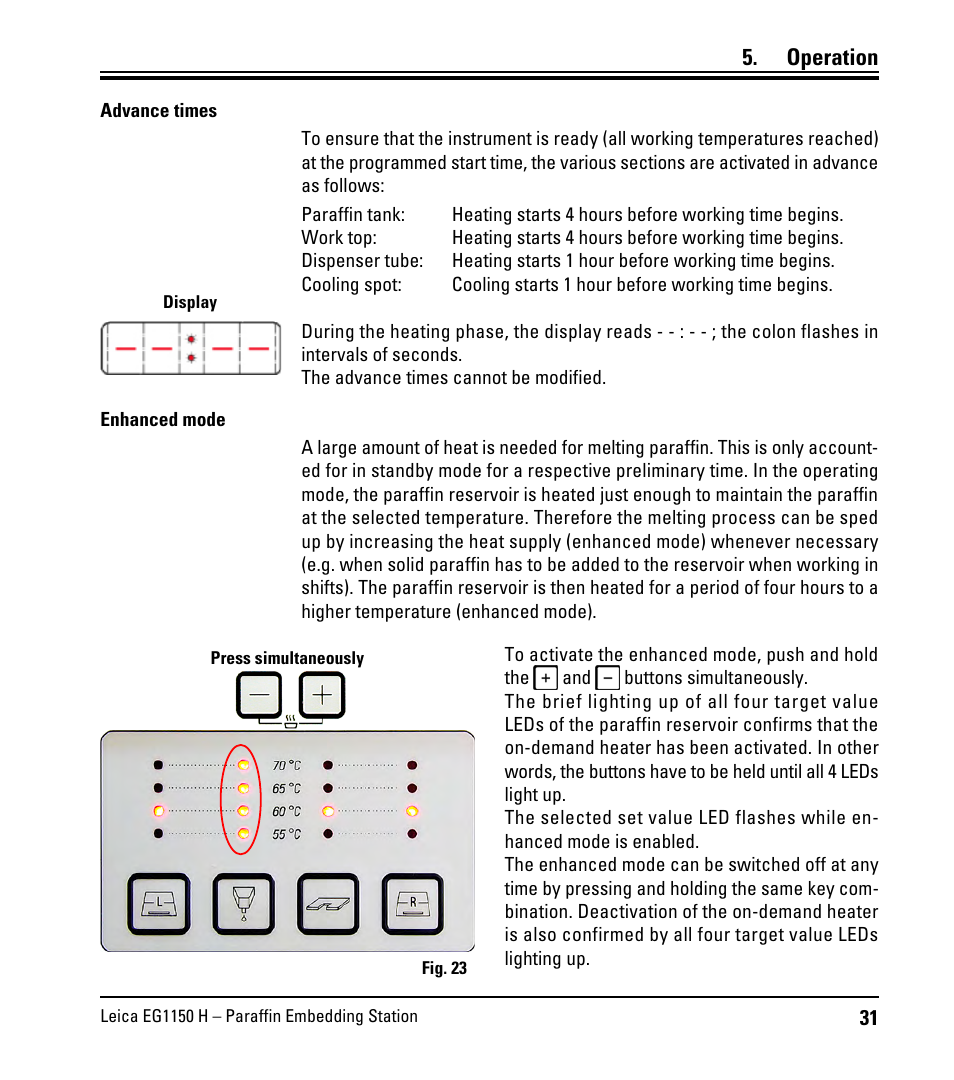 Operation | Leica Biosystems EG1150 H User Manual | Page 31 / 42