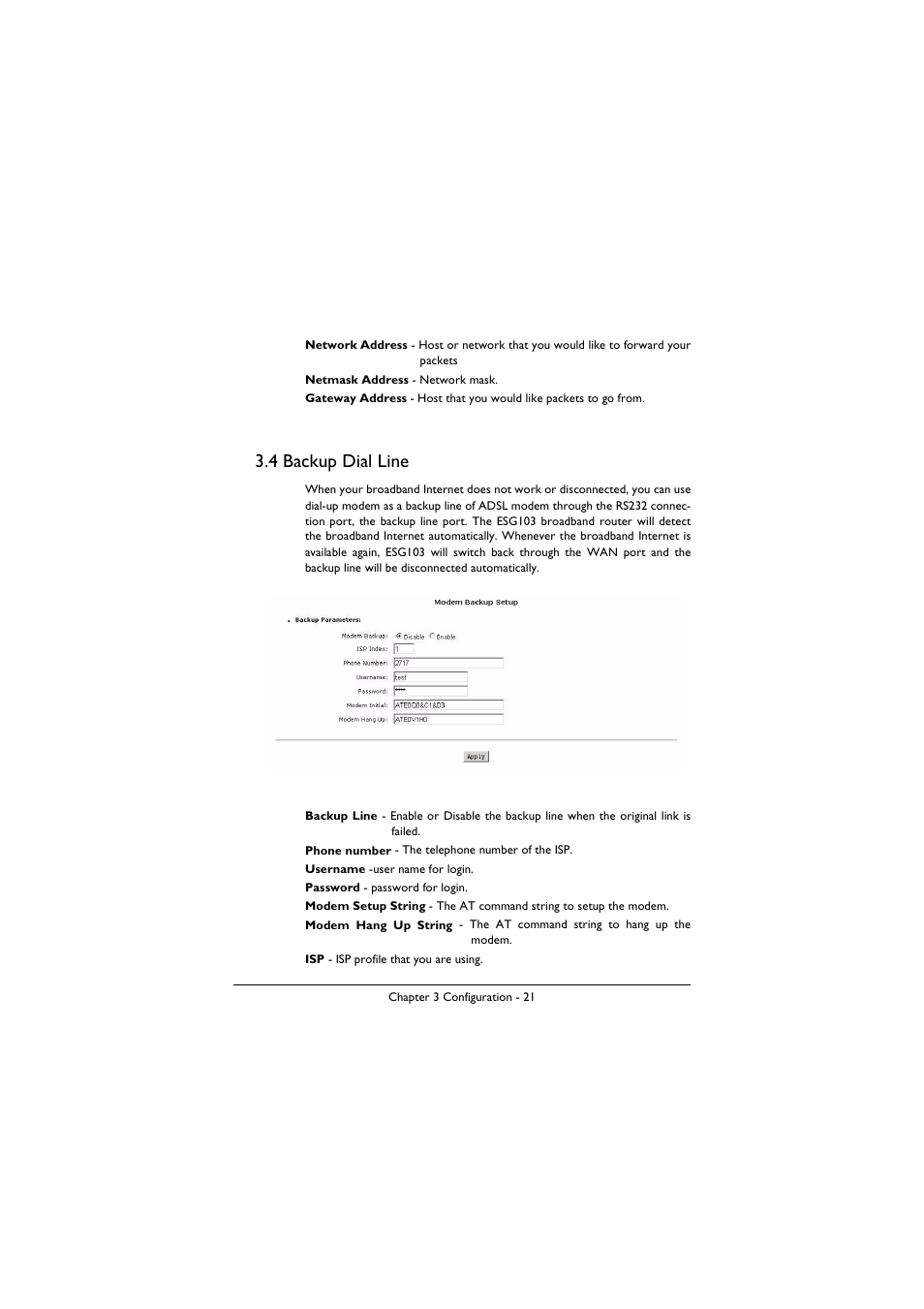 4 backup dial line | BenQ ESG-103 User Manual | Page 25 / 36