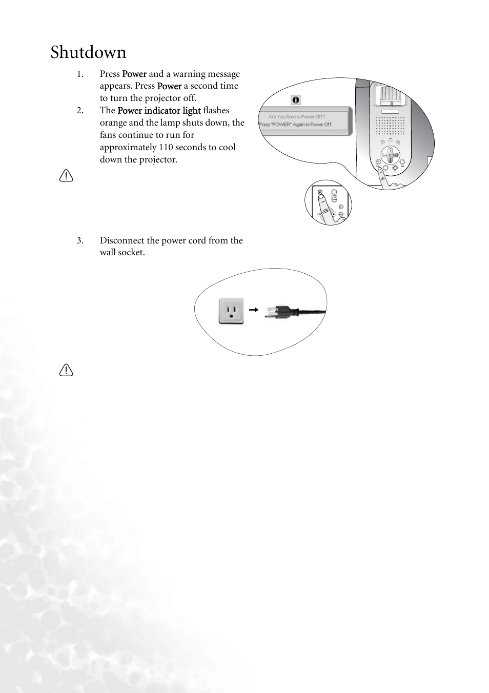 Shutdown | BenQ PB6240 User Manual | Page 26 / 46