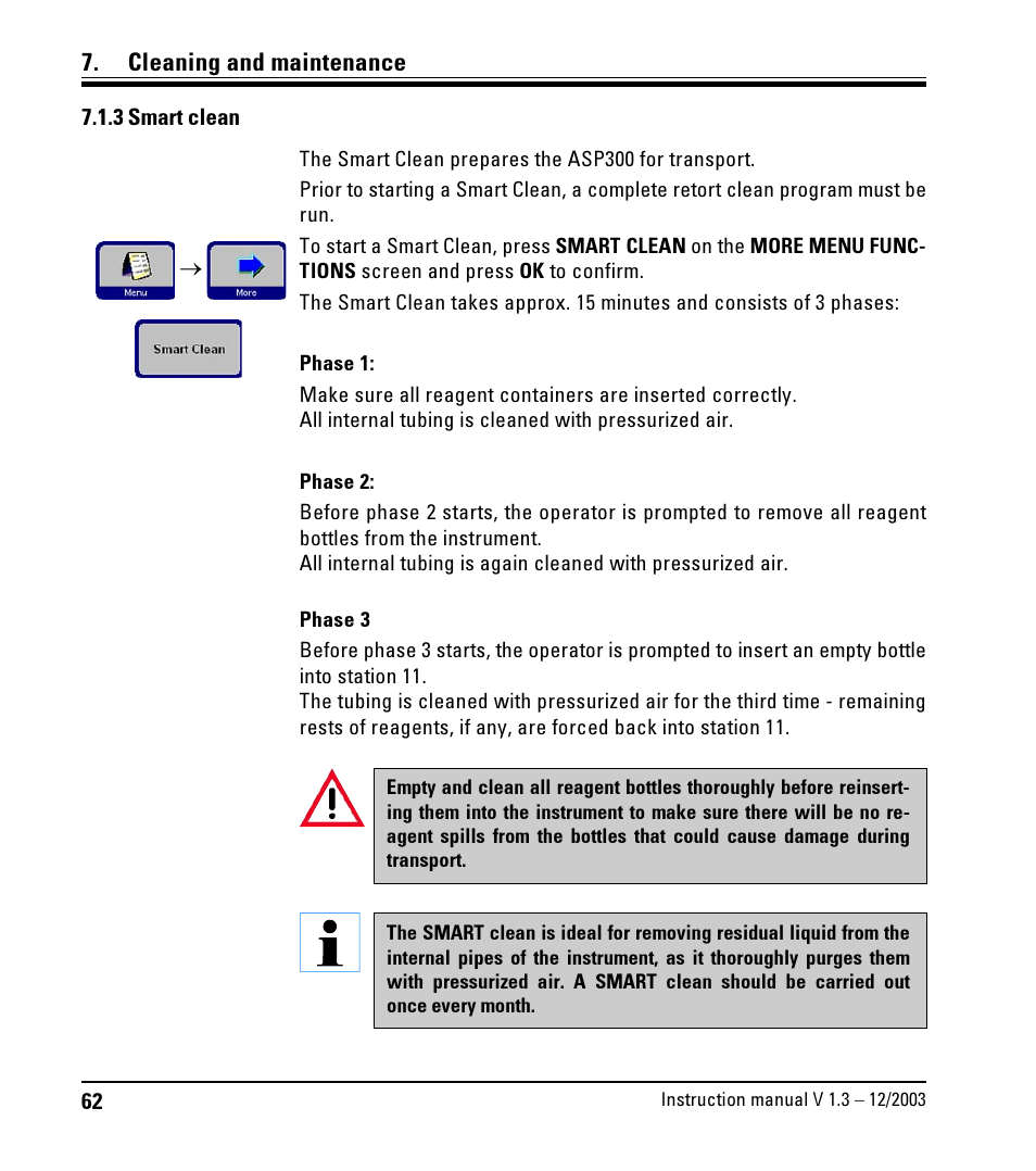 3 smart clean, Smart clean | Leica Biosystems ASP300 User Manual | Page 62 / 70