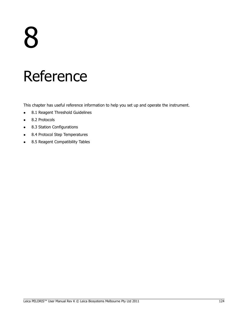Reference, Chapter 8, reference : descriptions of the pr | Leica Biosystems PELORIS_PELORIS II User Manual | Page 124 / 160