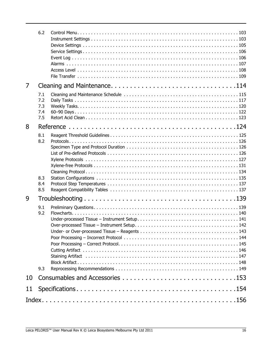7cleaning and maintenance, 8reference, 9troubleshooting | Leica Biosystems PELORIS_PELORIS II User Manual | Page 16 / 160