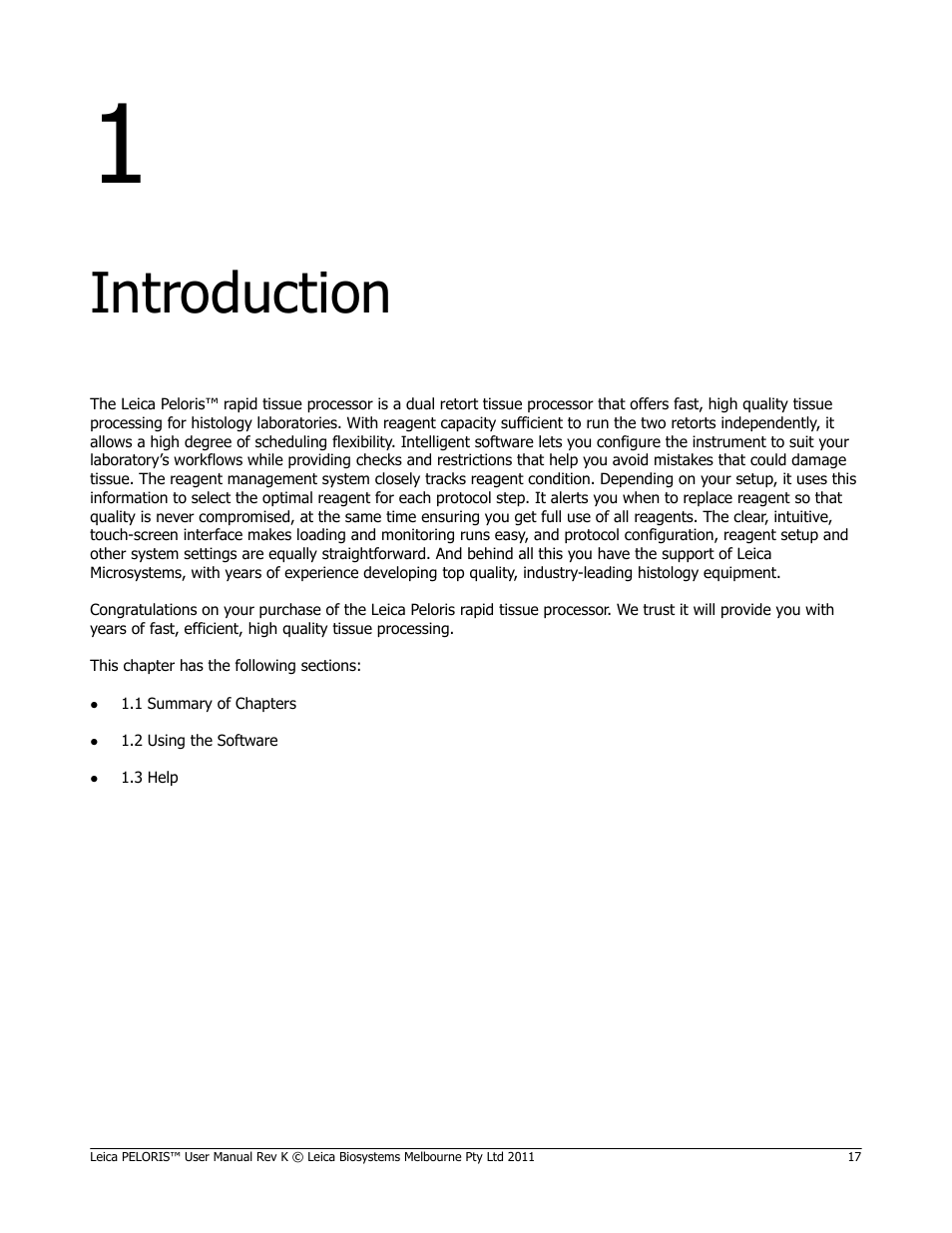 Introduction | Leica Biosystems PELORIS_PELORIS II User Manual | Page 17 / 160