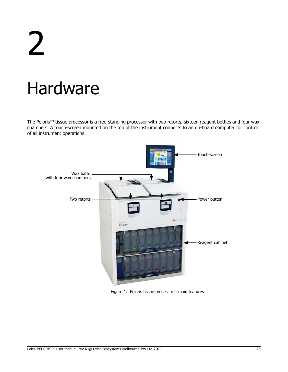 Hardware, Chapter 2, hardware : de | Leica Biosystems PELORIS_PELORIS II User Manual | Page 23 / 160