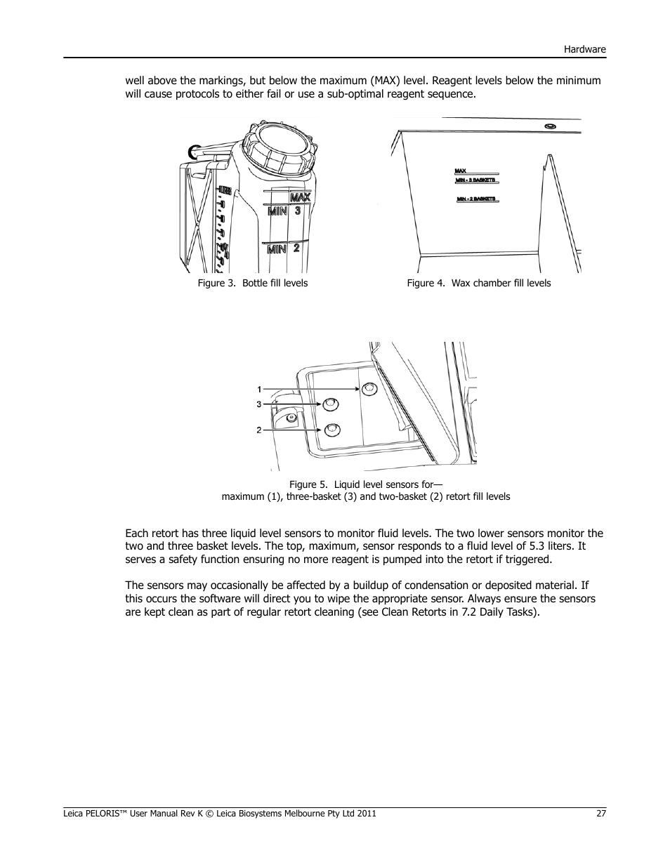 Figure 3) and w, Figure 4) to, Liquid level sensors | Leica Biosystems PELORIS_PELORIS II User Manual | Page 27 / 160